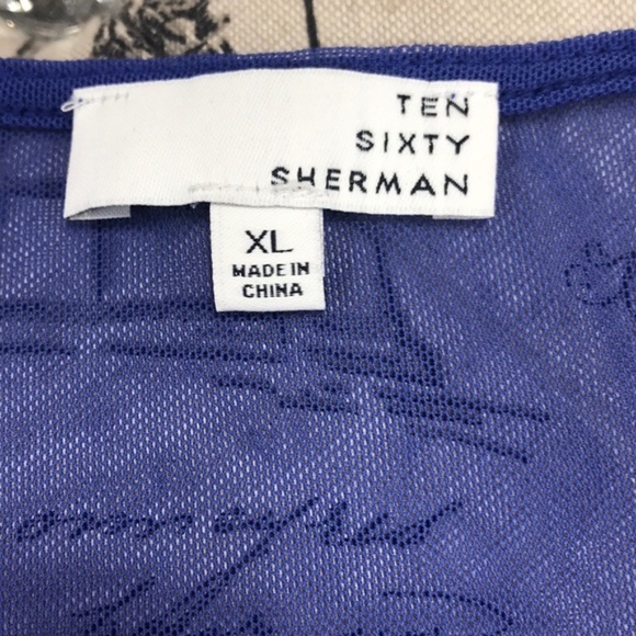 Ten Sixty Sherman Mesh Solid Print Ruched Top - Picture 3 of 7